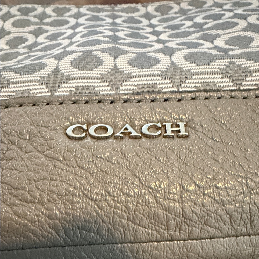 COACH Taupe Signature Canvas Wristlet with Leather Trim - Picture 2 of 7